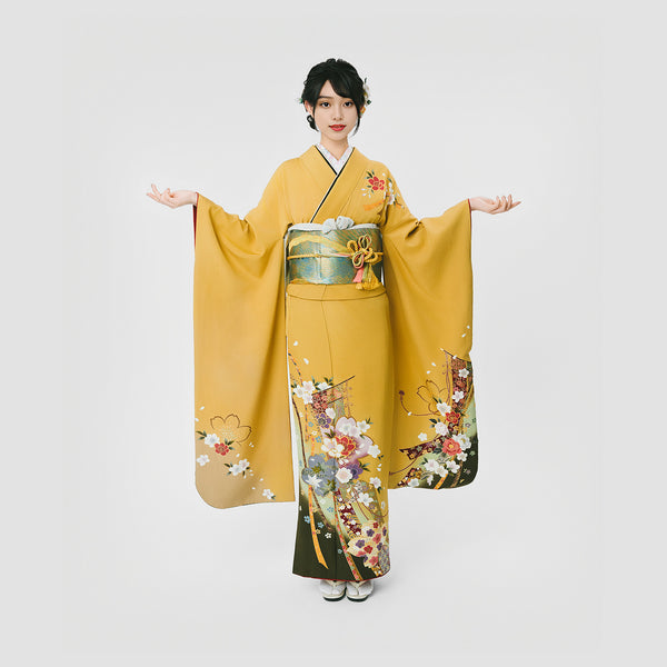 "Rakuraku Kimono" High-quality silk long-sleeved kimono rental